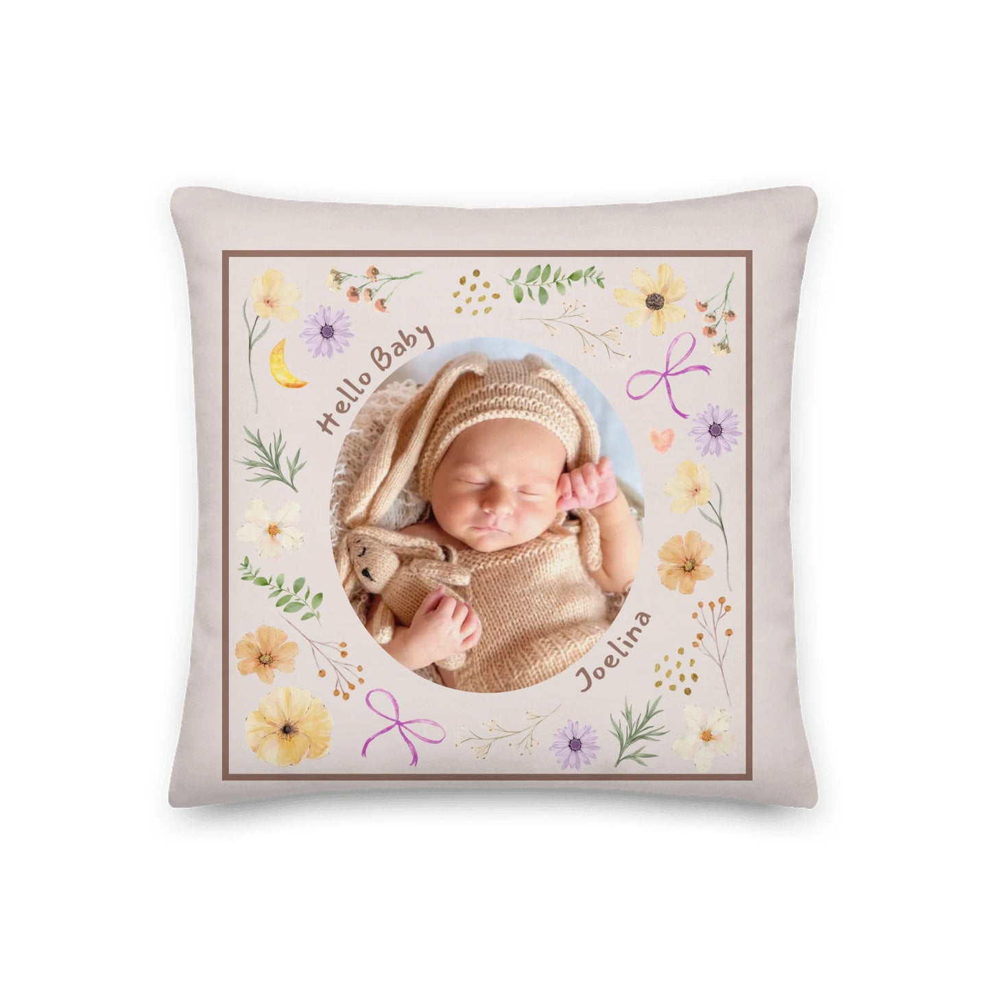 Kissen Baby mit Foto & Name selbst gestalten – Personalisiertes Geschenk zur Geburt | Personalize Palace