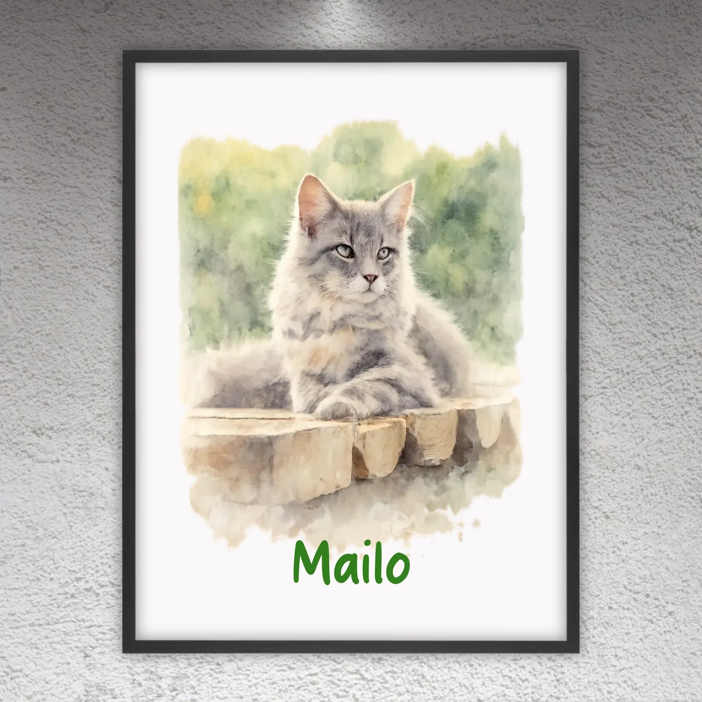 Personalisiertes Portrait deiner Katze in Wasserfarben - individuelles Poster oder Leinwand