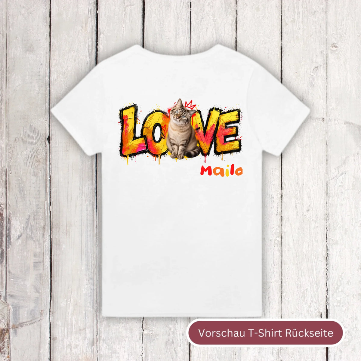 Personalisierter Katzen-Hoodie mit Foto – LOVE Street Art Graffiti