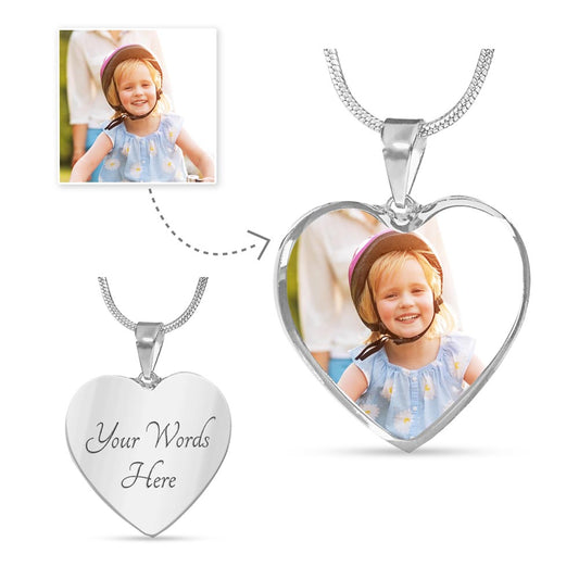 Herz mit Kinderfoto und Gravur - Individuelle Halskette