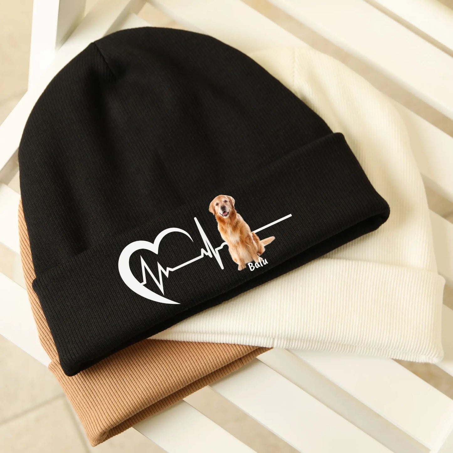 Herzschlag Beanie - individuelle Strickmütze