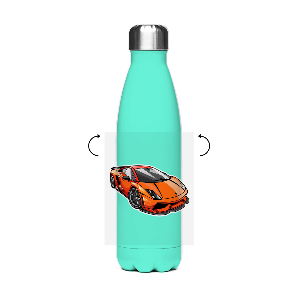 Schultrinkflasche "Sportwagen" aus Edelstahl - individuelle Thermoflasche