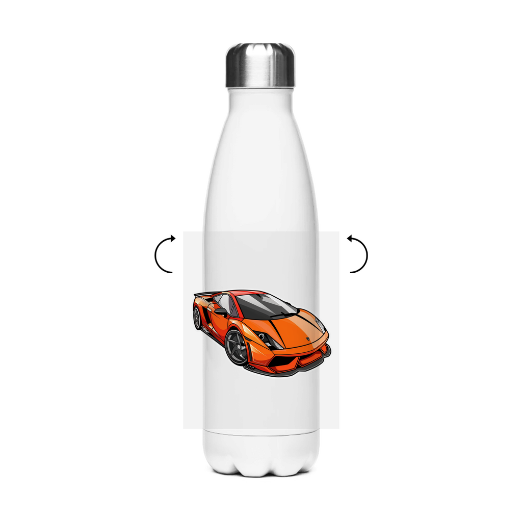 Schultrinkflasche "Sportwagen" aus Edelstahl - individuelle Thermoflasche