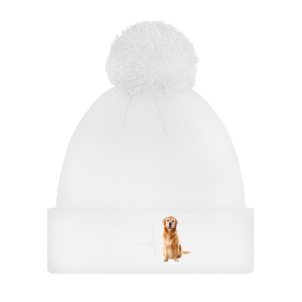 Herzschlag mit Foto - individuelle Bommelmütze