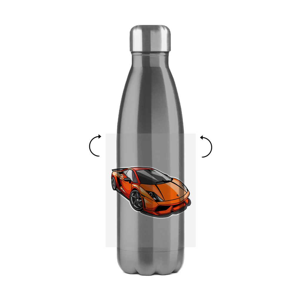 Schultrinkflasche "Sportwagen" aus Edelstahl - individuelle Thermoflasche