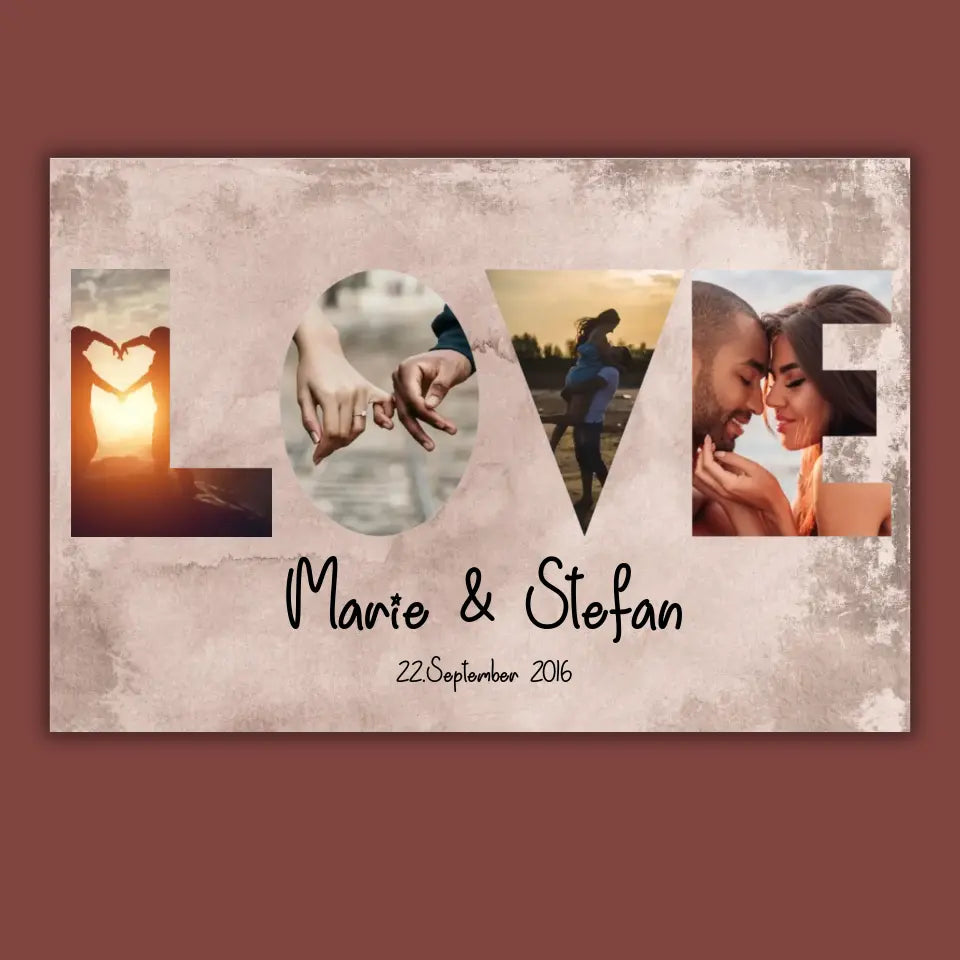 Happy End mit Fotoherz - Individuelle Leinwand