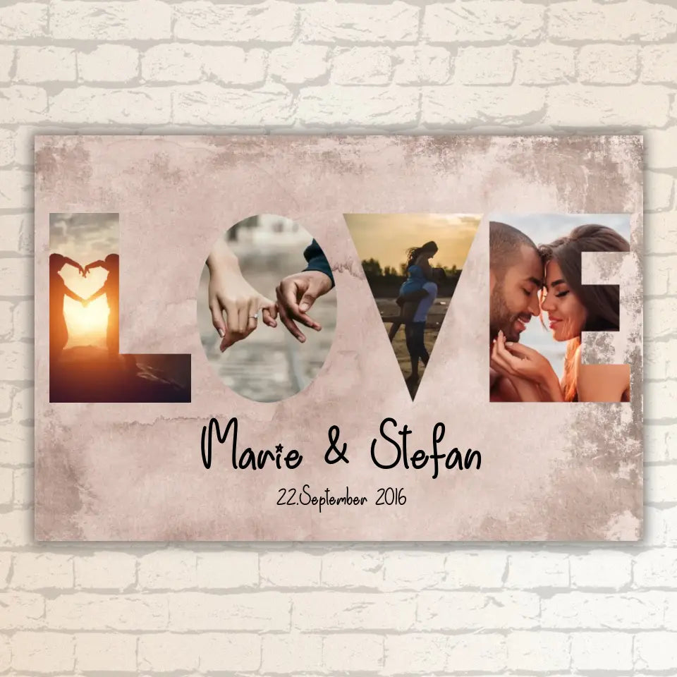 Happy End mit Fotoherz - Individuelle Leinwand