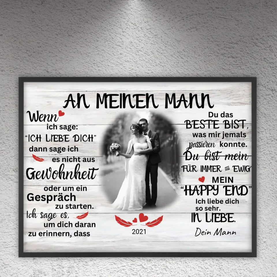 Mein Happy End (an sie oder ihn) - Paar Poster mit Rahmen