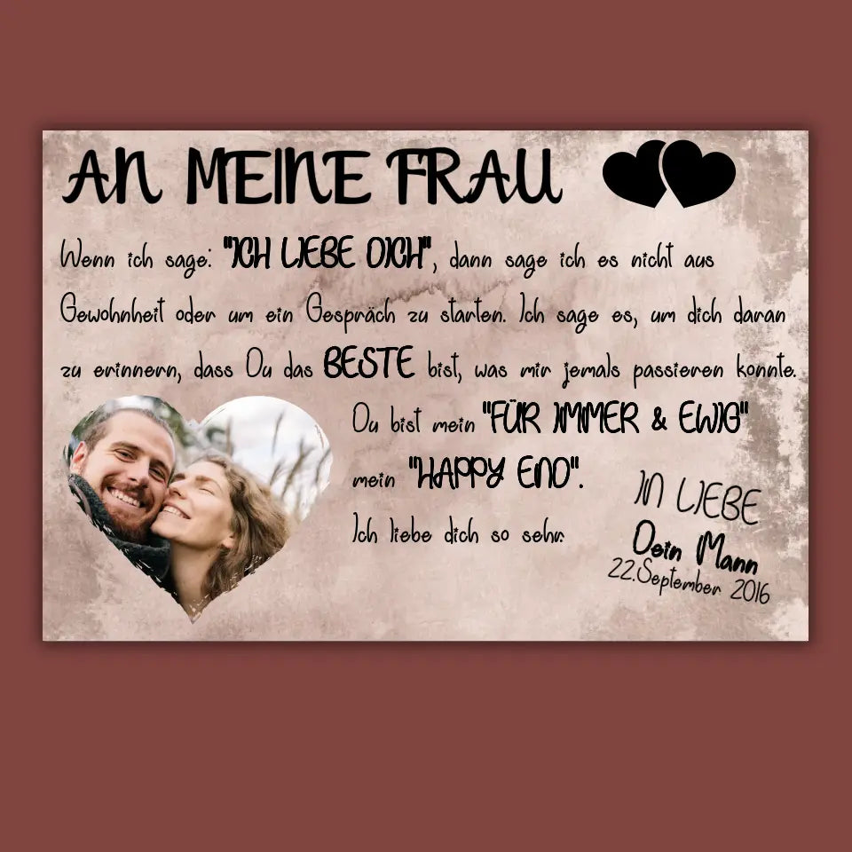 Happy End mit Fotoherz - Individuelle Leinwand