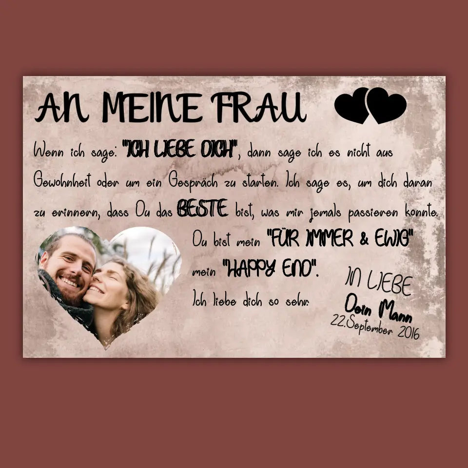 Happy End mit Fotoherz - Individuelle Leinwand