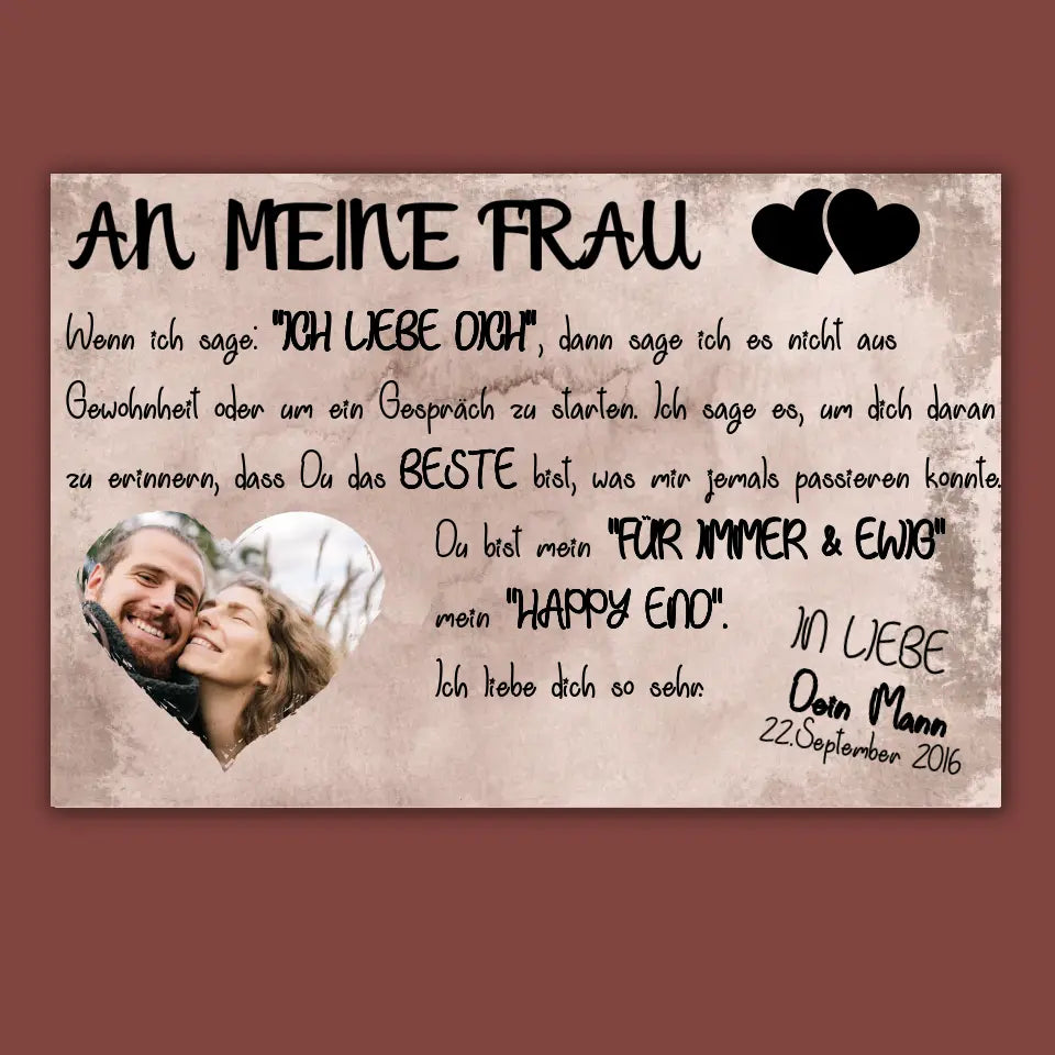 Happy End mit Fotoherz - Individuelle Leinwand