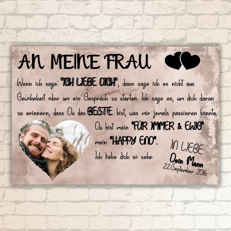 Happy End mit Fotoherz - Individuelle Leinwand