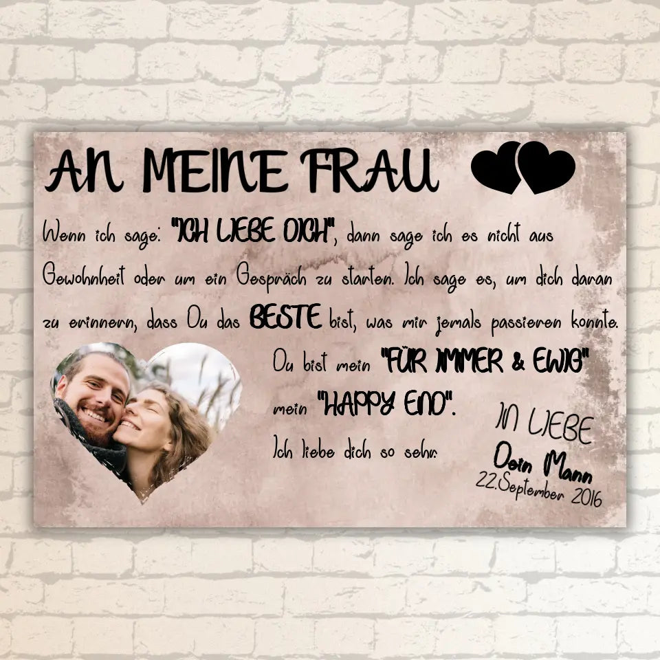 Happy End mit Fotoherz - Individuelle Leinwand
