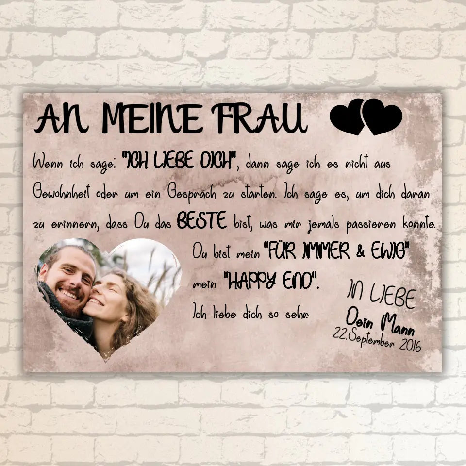 Happy End mit Fotoherz - Individuelle Leinwand