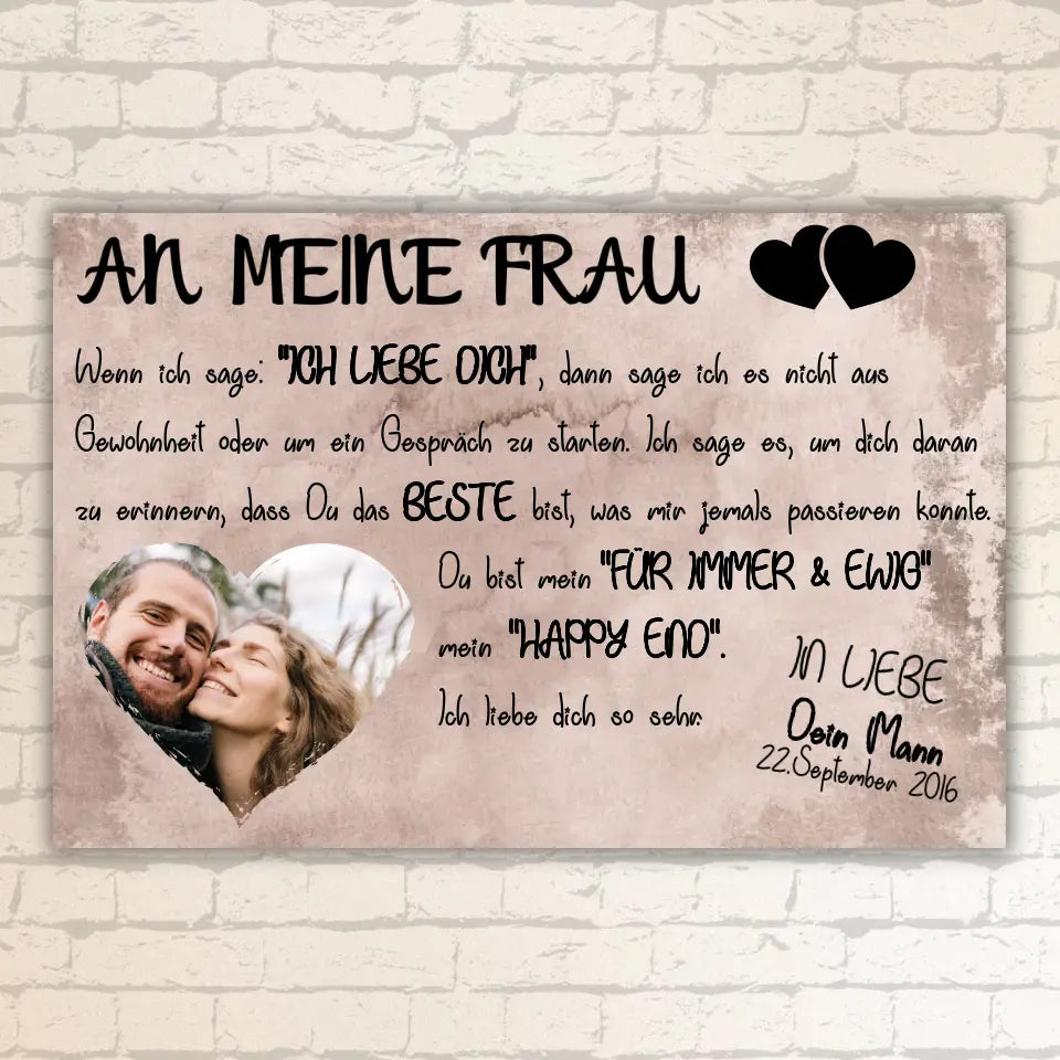 Happy End mit Fotoherz - Individuelle Leinwand