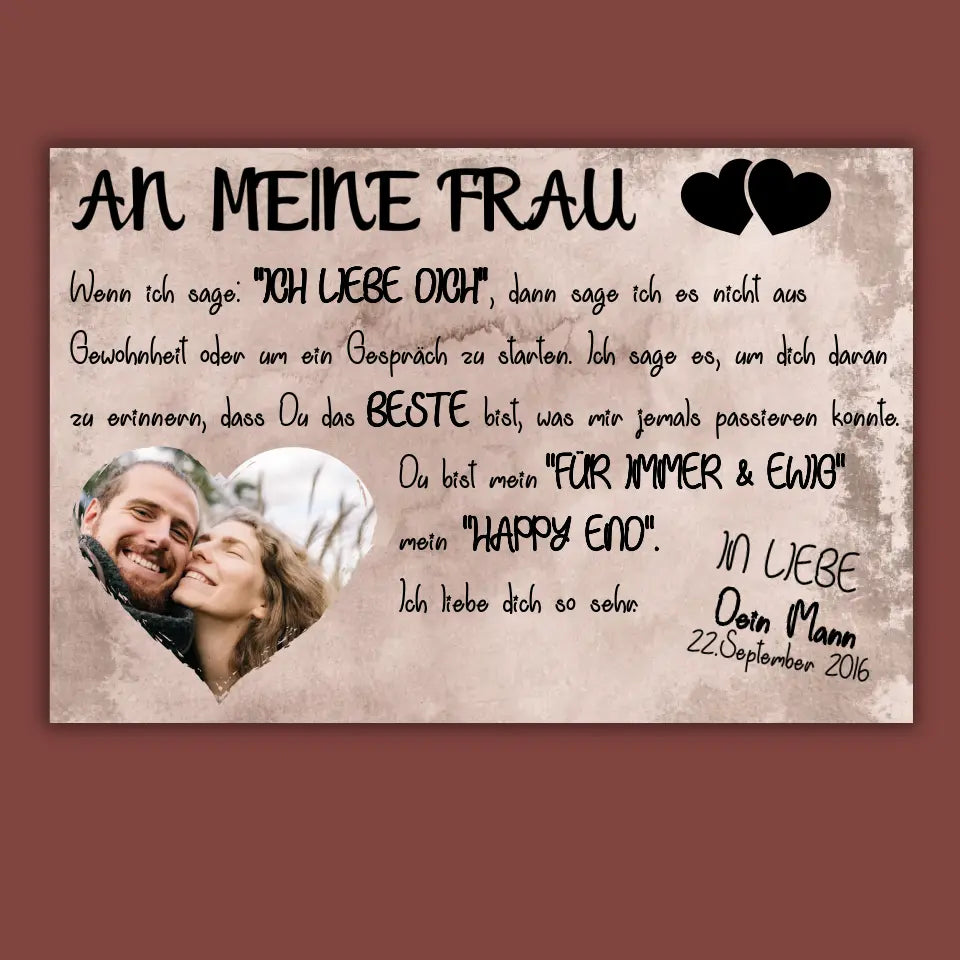 Mein Happy End (an sie oder ihn) - Paar Poster mit Rahmen