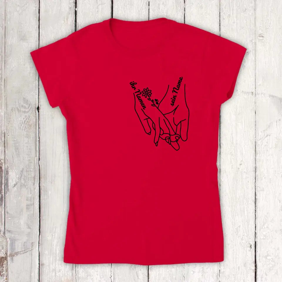 Hände der Liebe - Individuelles Paar T-Shirt