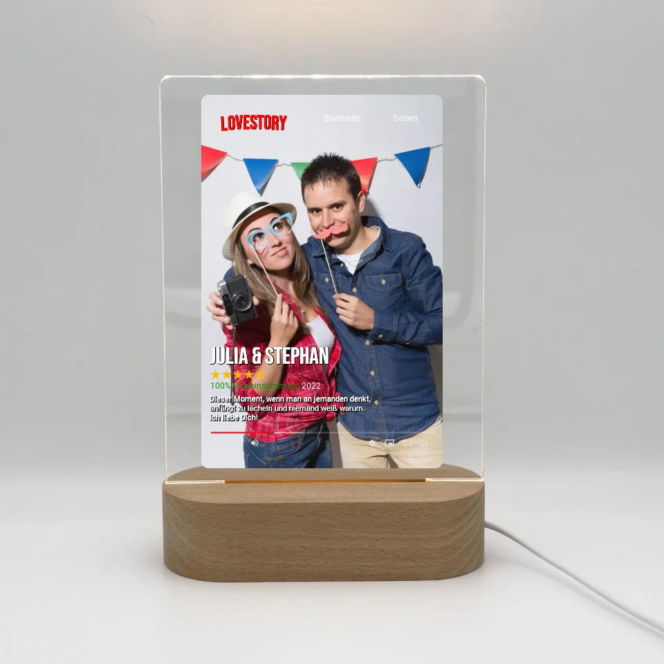 Lovestory: euer Film wie bei Netflix- Individuelles Acryl Glas mit Ständer