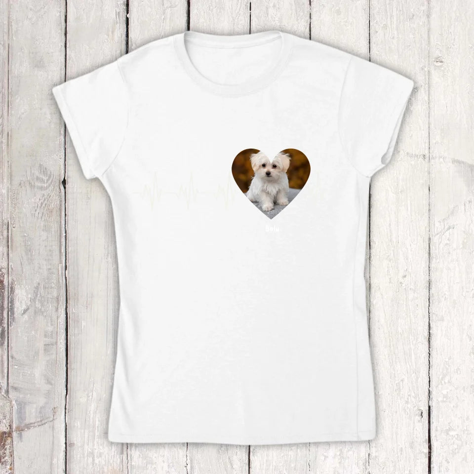 Herzschlag in weiß mit Foto - Individuelles T-Shirt