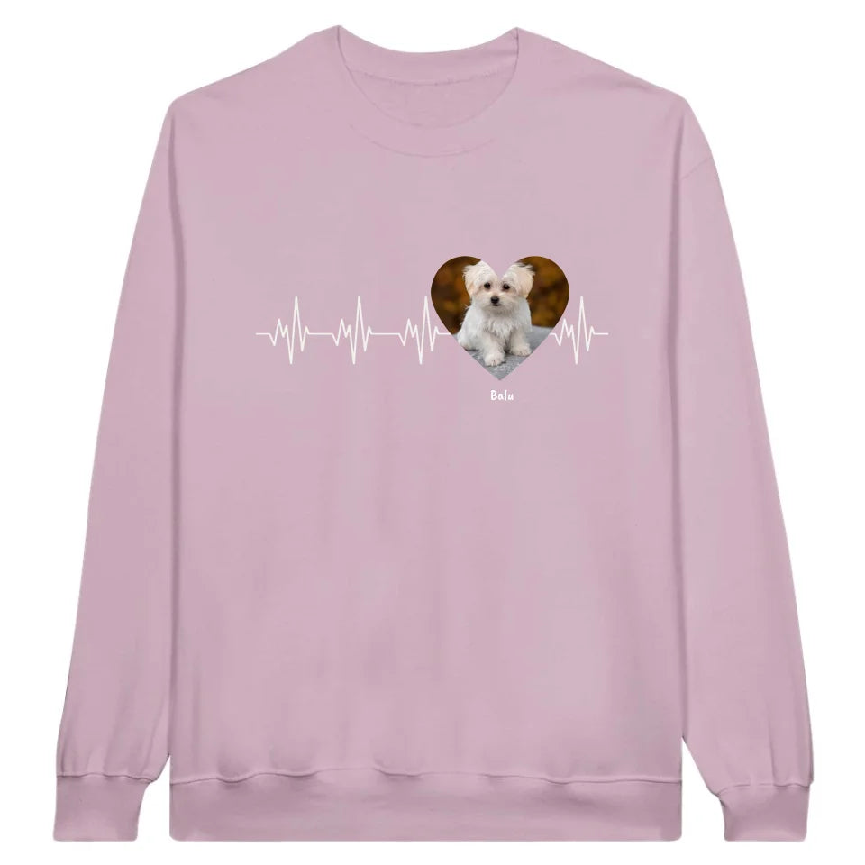 Herzschlag in weiß mit Foto - Individuelles T-Shirt
