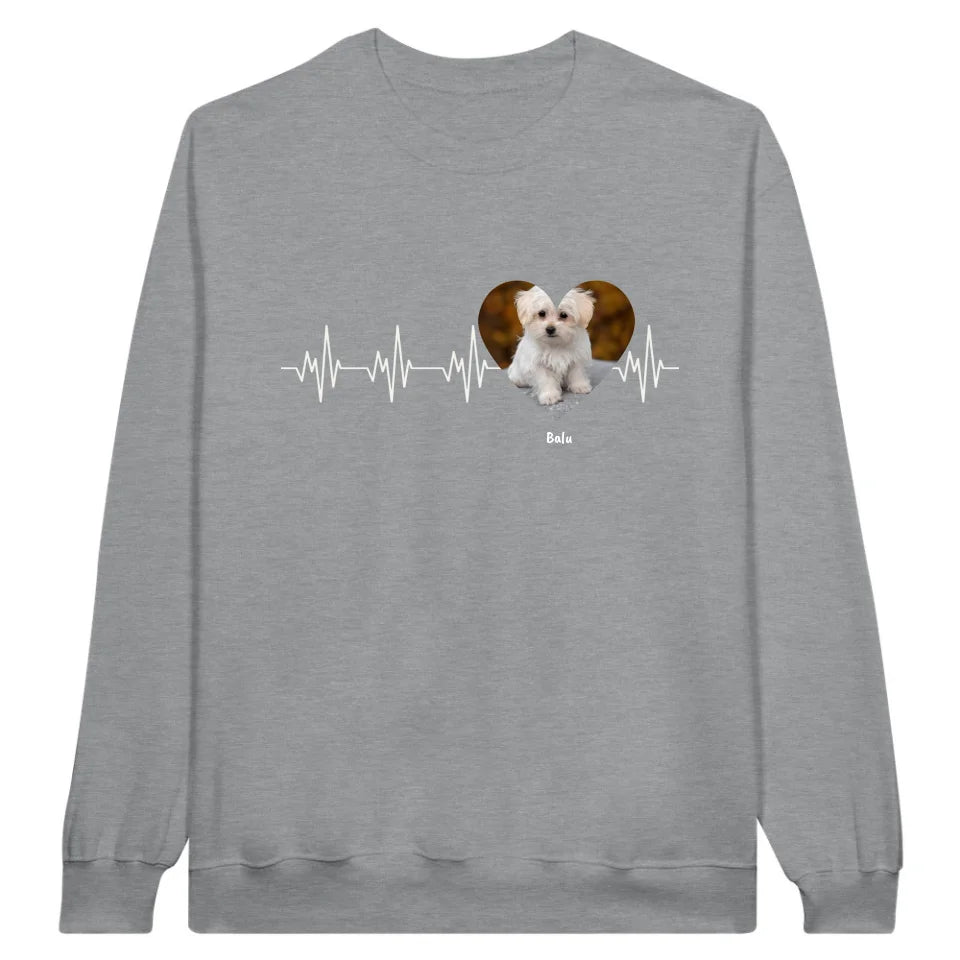 Herzschlag in weiß mit Foto - Individuelles T-Shirt