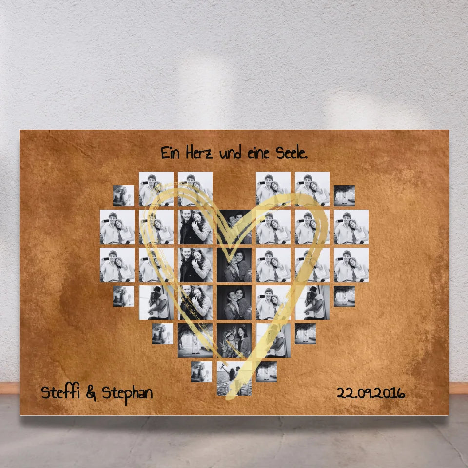 Fotoherz Collage in Schwarz und Weiß - Individuelles Photoboard