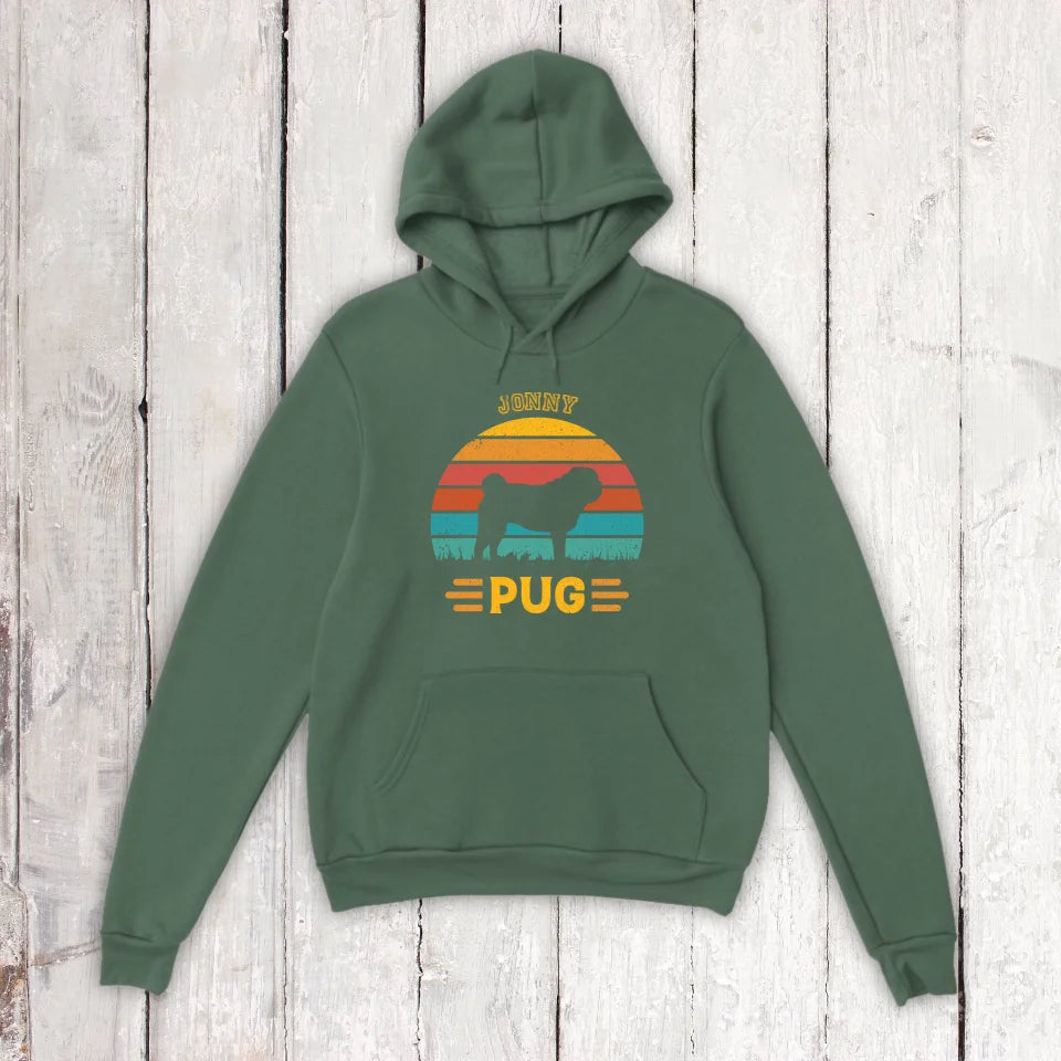 Vintage Hund Design Silhouette - personalisiertes T-Shirt oder Hoodie