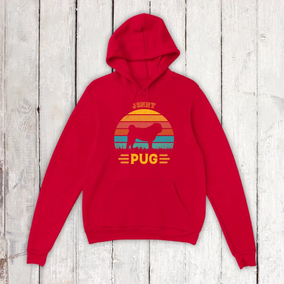 Vintage Hund Design Silhouette - personalisiertes T-Shirt oder Hoodie