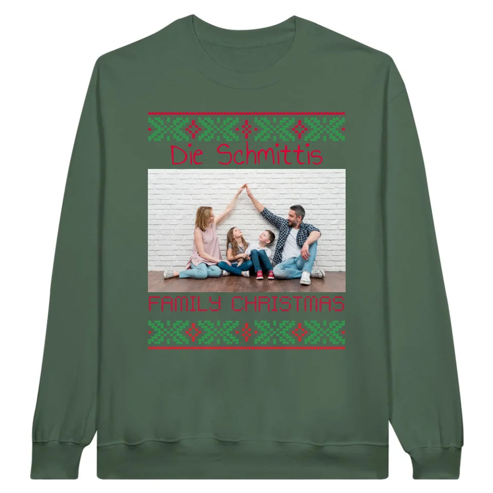 Ugly Weihnachts-Sweater mit deinem Foto und Text - personalisiere dein X-mas
