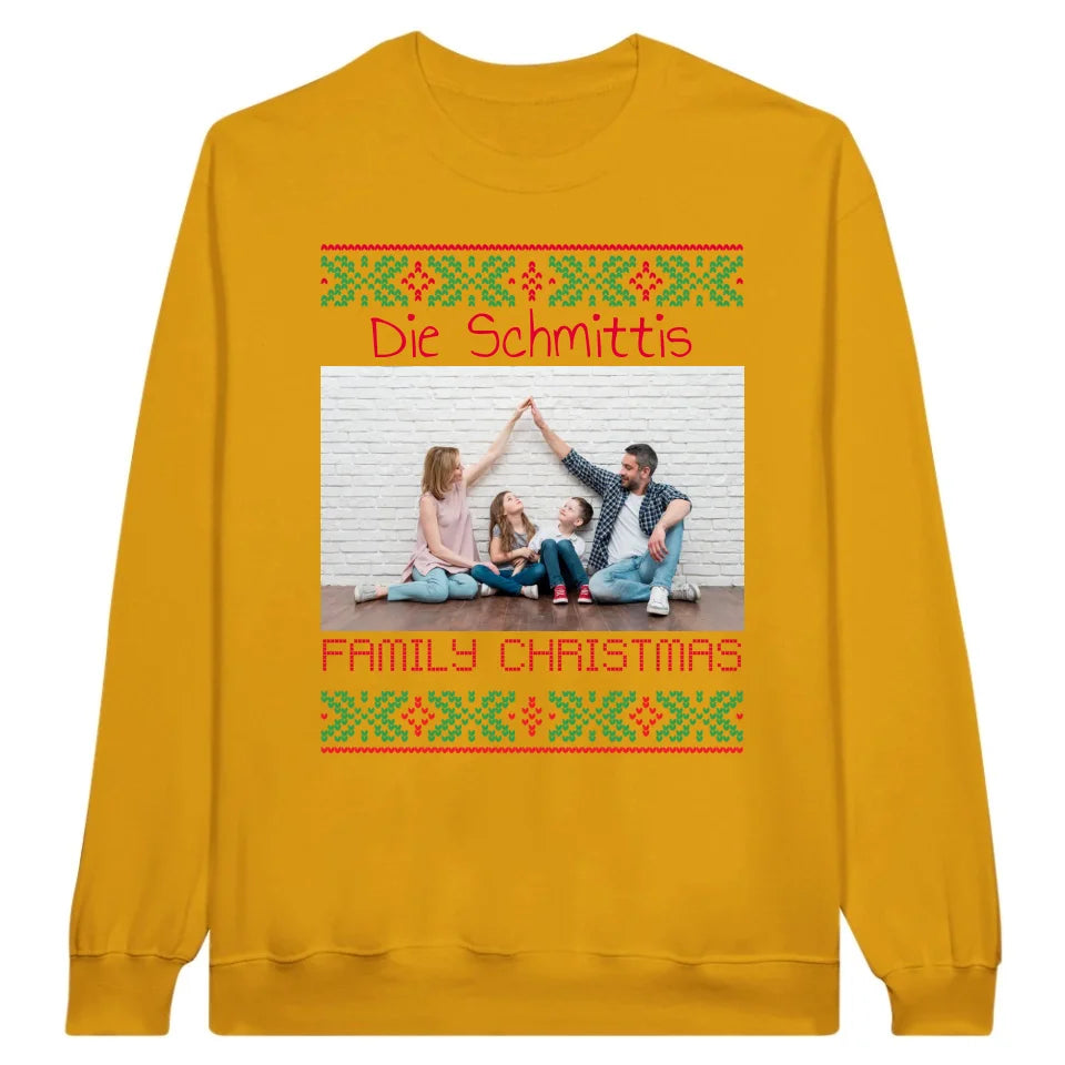 Ugly Weihnachts-Sweater mit deinem Foto und Text - personalisiere dein X-mas