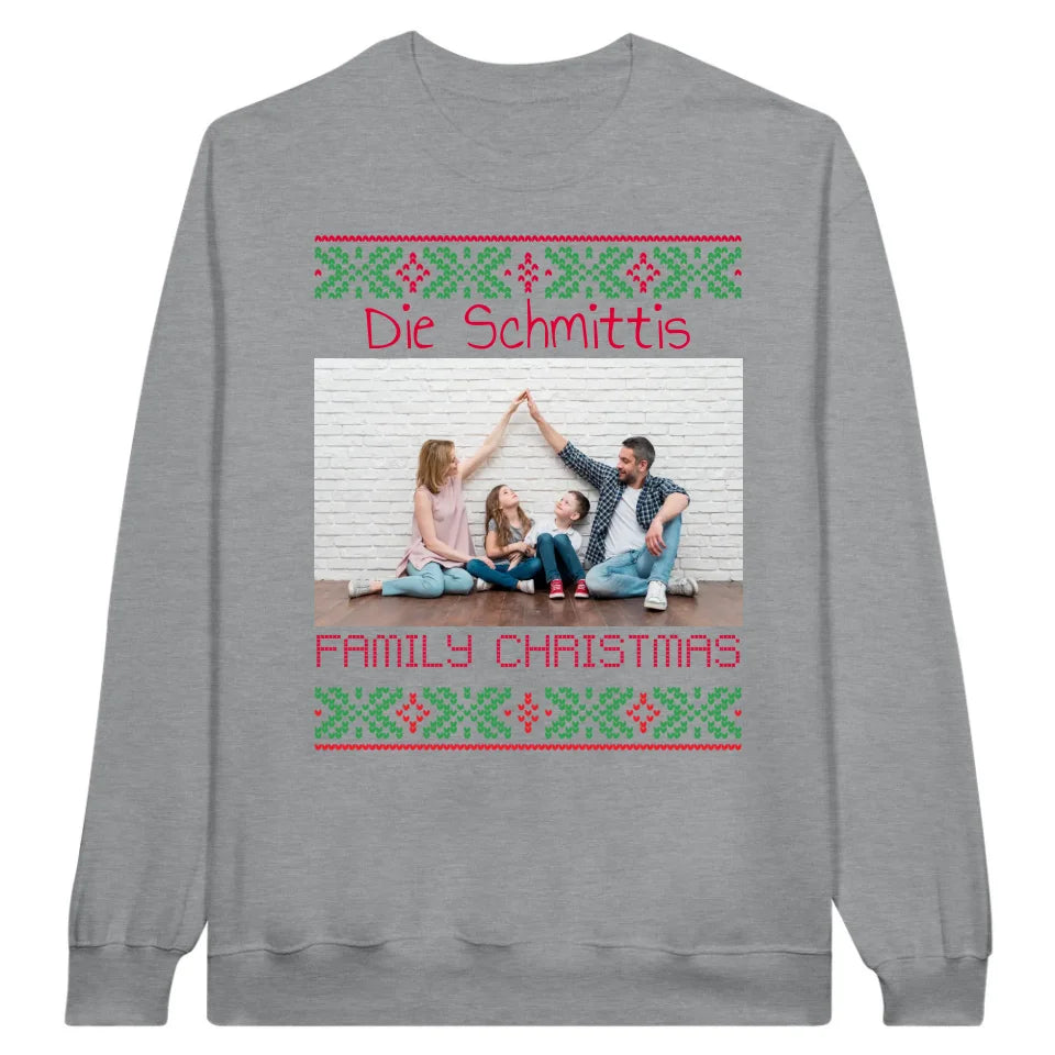 Ugly Weihnachts-Sweater mit deinem Foto und Text - personalisiere dein X-mas