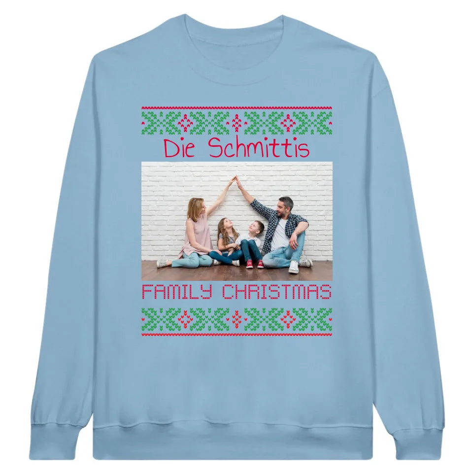 Ugly Weihnachts-Sweater mit deinem Foto und Text - personalisiere dein X-mas
