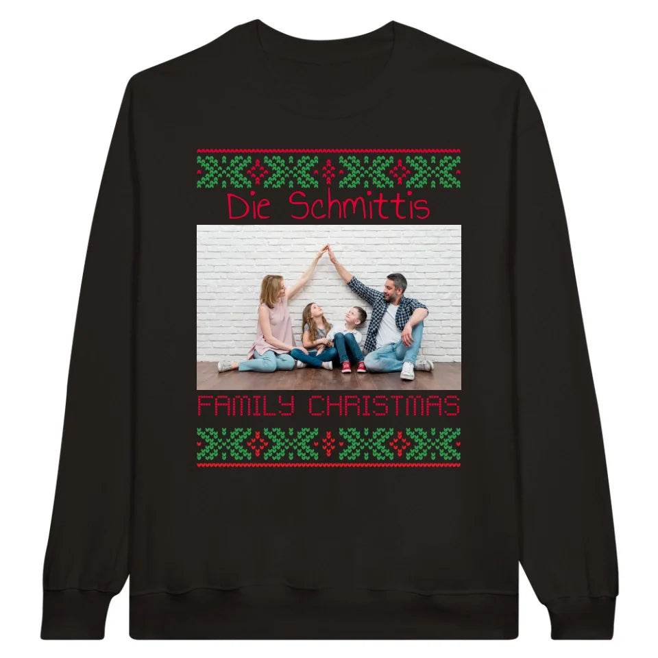 Ugly Weihnachts-Sweater mit deinem Foto und Text - personalisiere dein X-mas