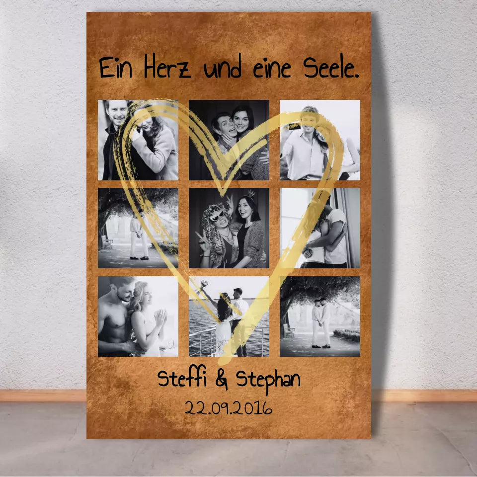 personalisierbares Familienbild ohne Rahmen fertig für die Wand - individuelles Fotoboard