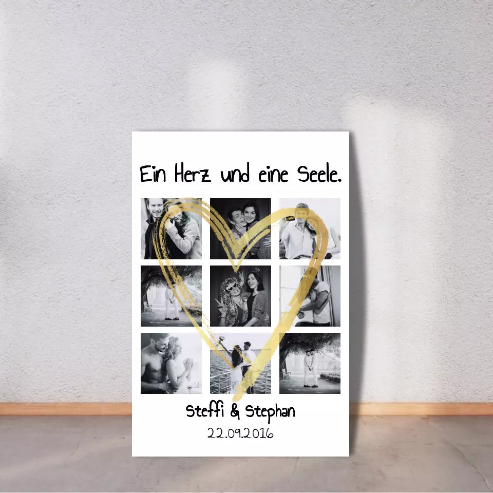 personalisierbares Familienbild ohne Rahmen fertig für die Wand - individuelles Fotoboard