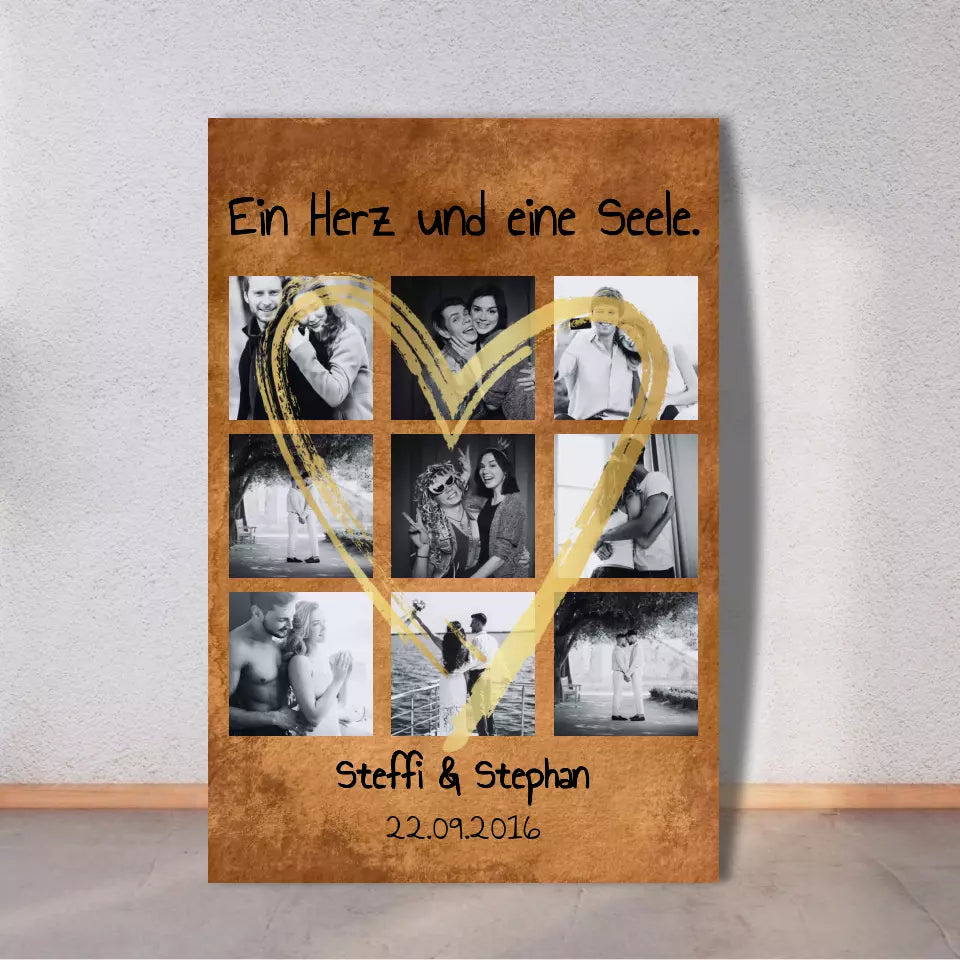 personalisierbares Familienbild ohne Rahmen fertig für die Wand - individuelles Fotoboard