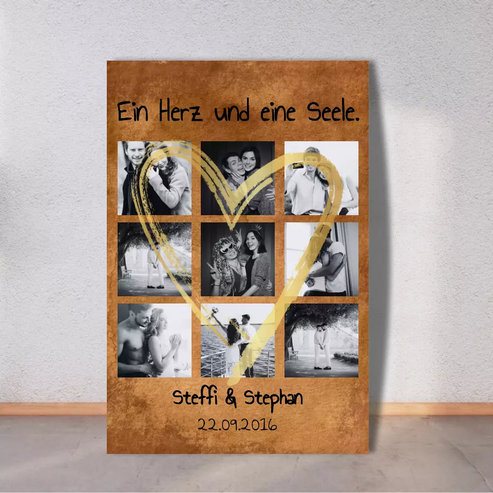 personalisierbares Familienbild ohne Rahmen fertig für die Wand - individuelles Fotoboard