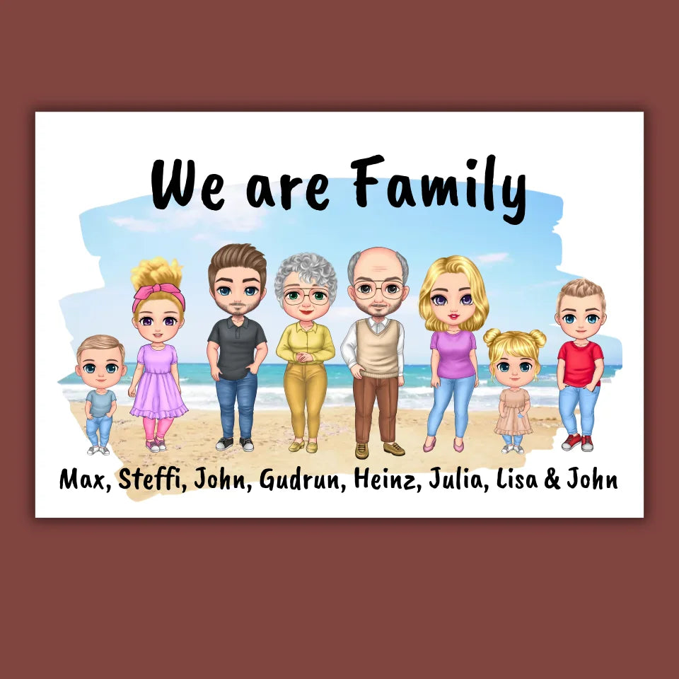 Familienbild Chibi - Individuelles Bild mit Galerierahmen oder als Leinwand