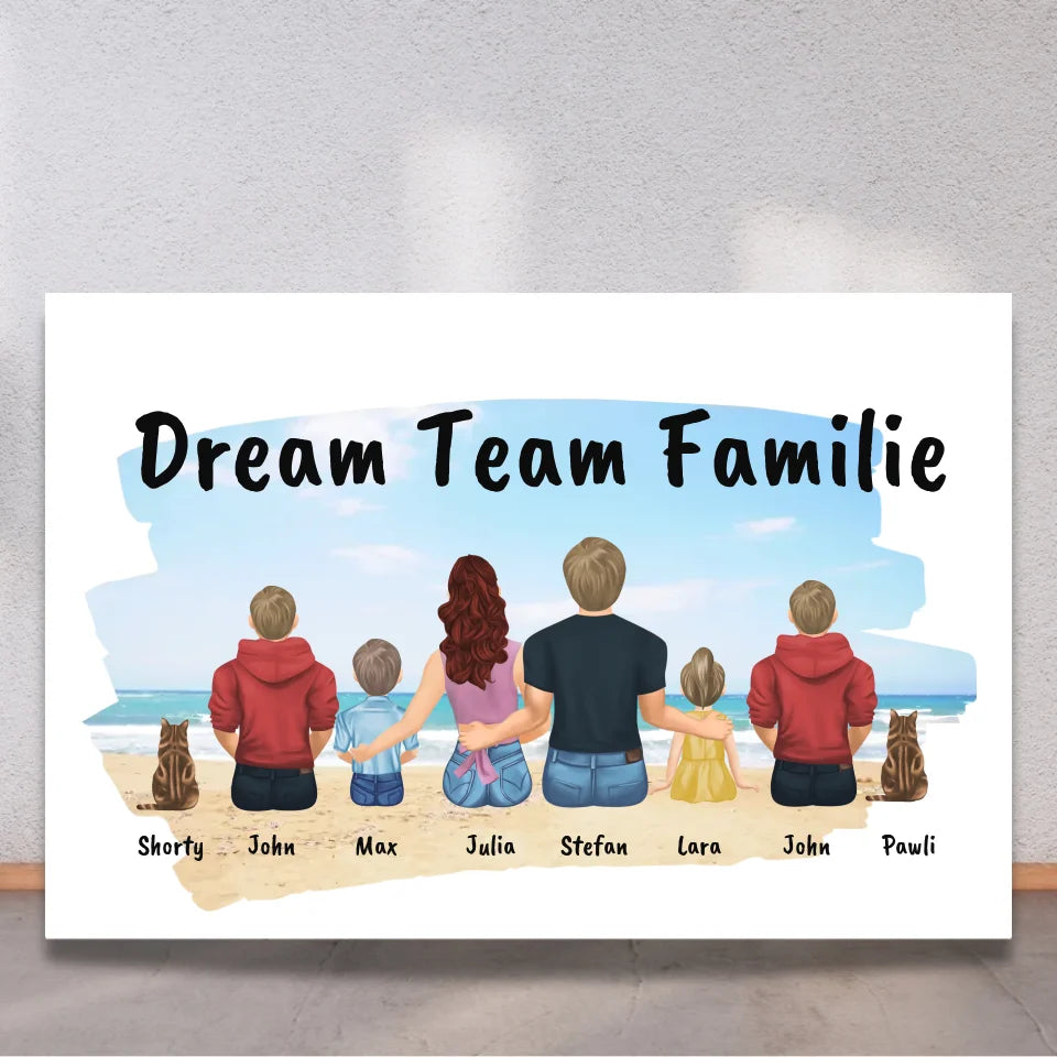 personalisierbares Familienbild ohne Rahmen fertig für die Wand - individuelles Fotoboard