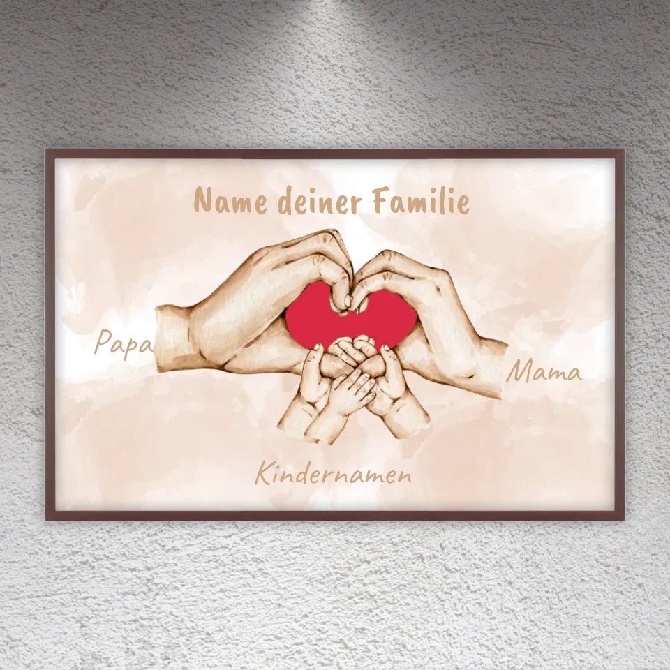 Herzhände "Familie"- Individuelle Leinwand