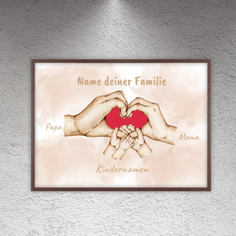 Herzhände "Familie"- Individuelle Leinwand