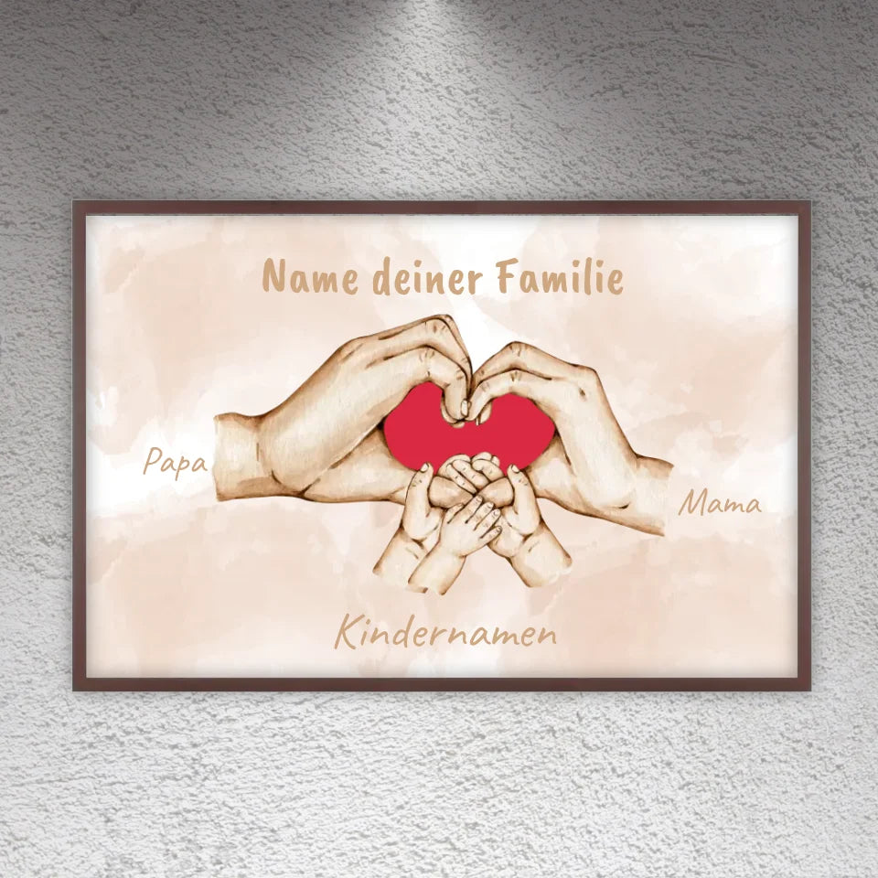 Herzhände "Familie"- Individuelle Leinwand
