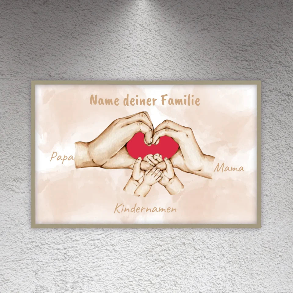 Herzhände "Familie"- Individuelle Leinwand