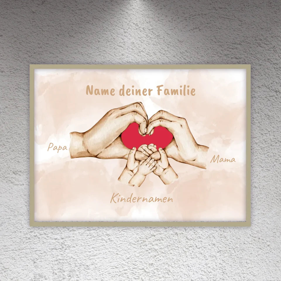 Herzhände "Familie"- Individuelle Leinwand