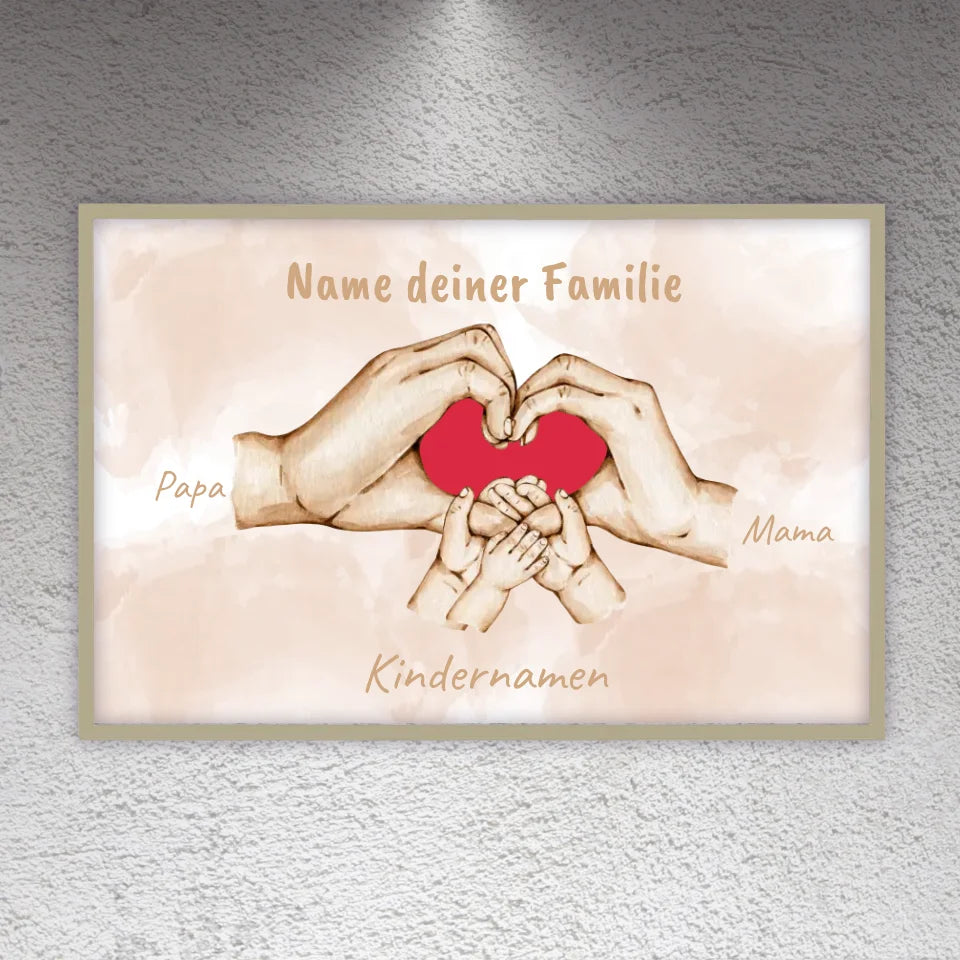 Herzhände "Familie"- Individuelle Leinwand