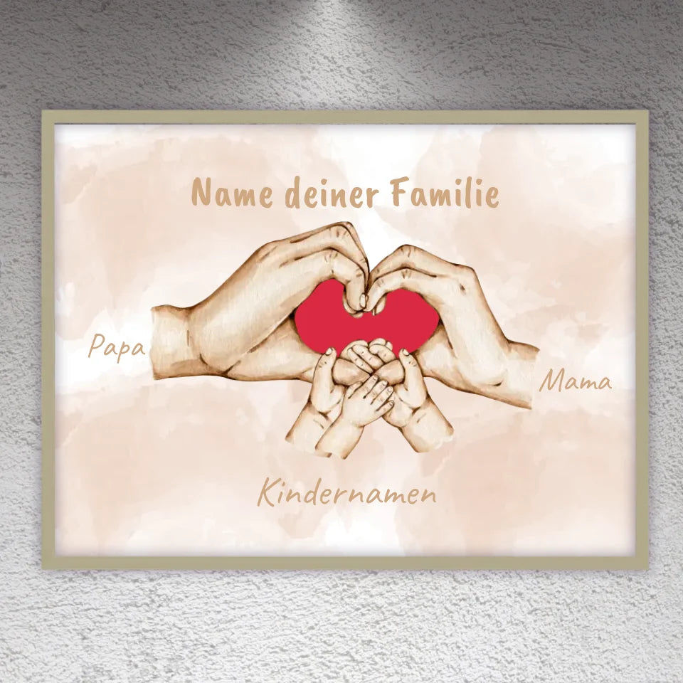 Herzhände "Familie"- Individuelle Leinwand