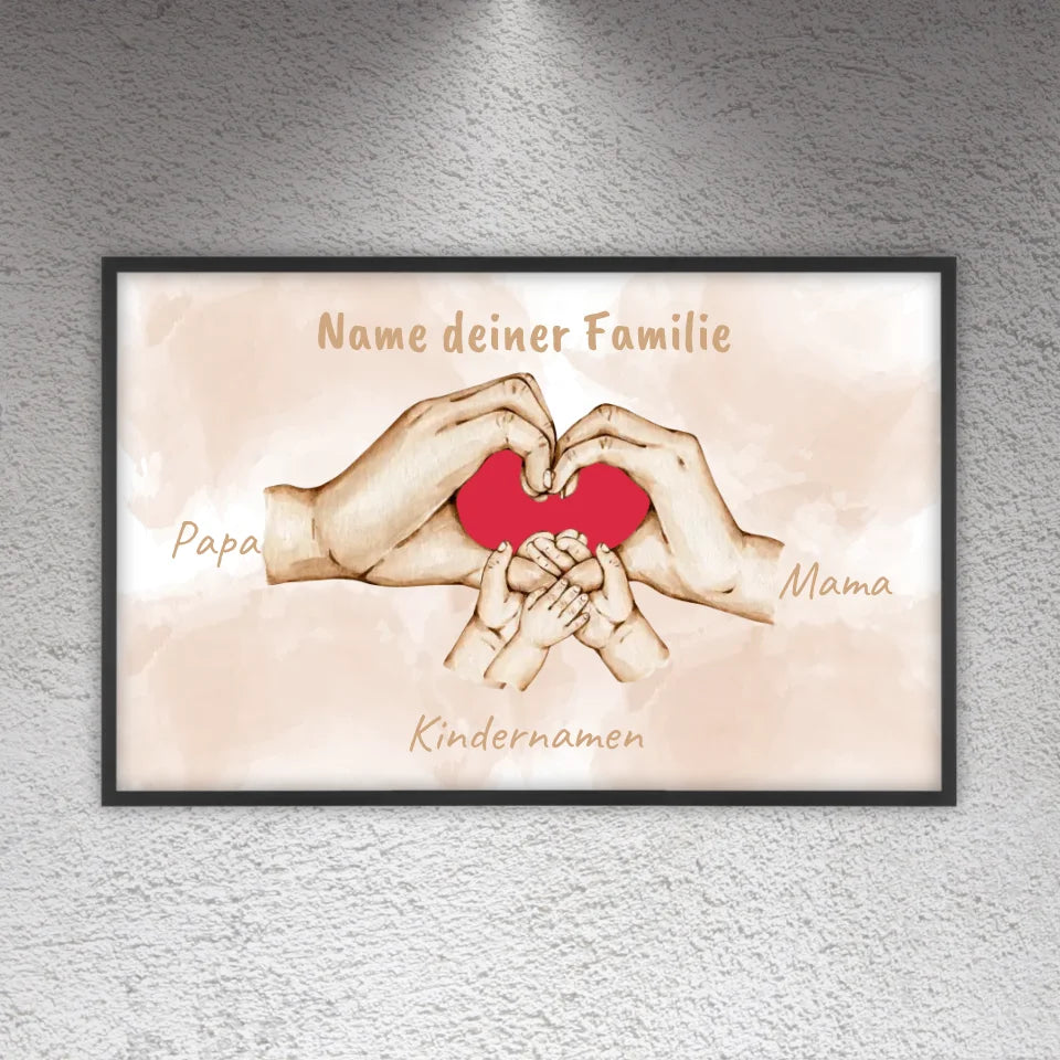 Herzhände "Familie"- Individuelle Leinwand