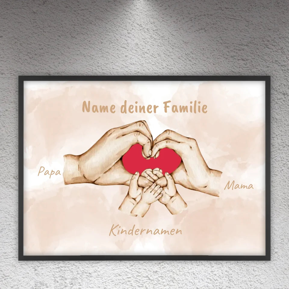 Herzhände "Familie"- Individuelle Leinwand