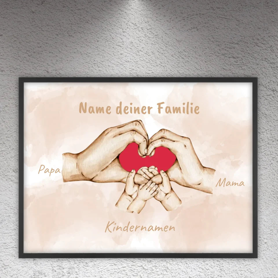 Herzhände "Familie"- Individuelle Leinwand