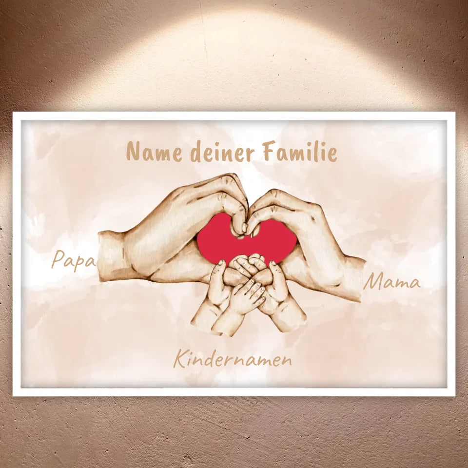 Herzhände "Familie"- Individuelle Leinwand